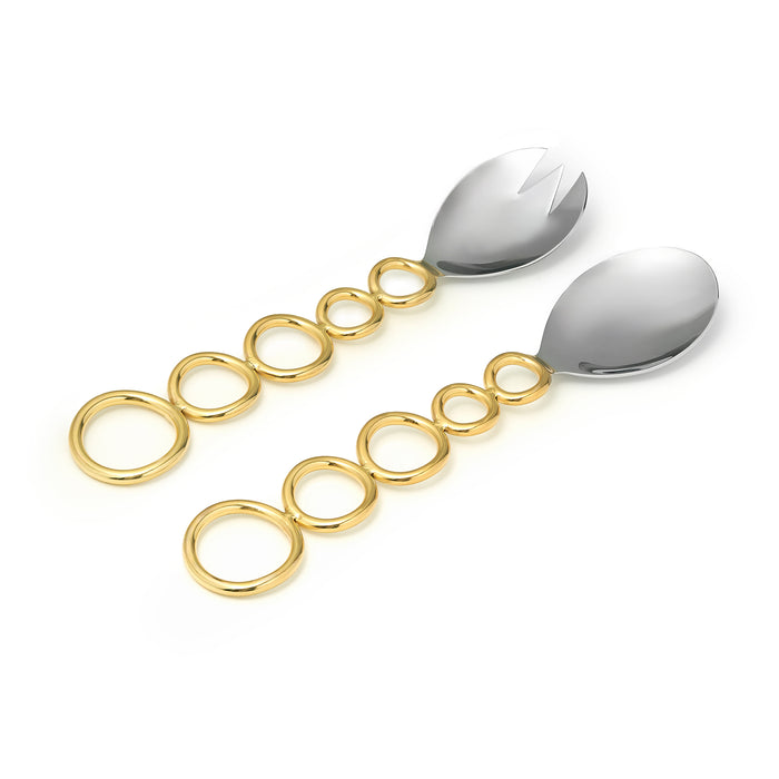 Godinger Sphere Stainless & Gold Salad Server Set