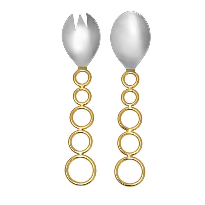 godinger Sphere Stainless & Gold Salad Server Set