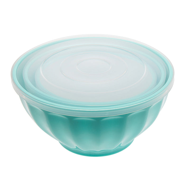 Godinger Teal Fluted 3 Piece Storage Bowl Set