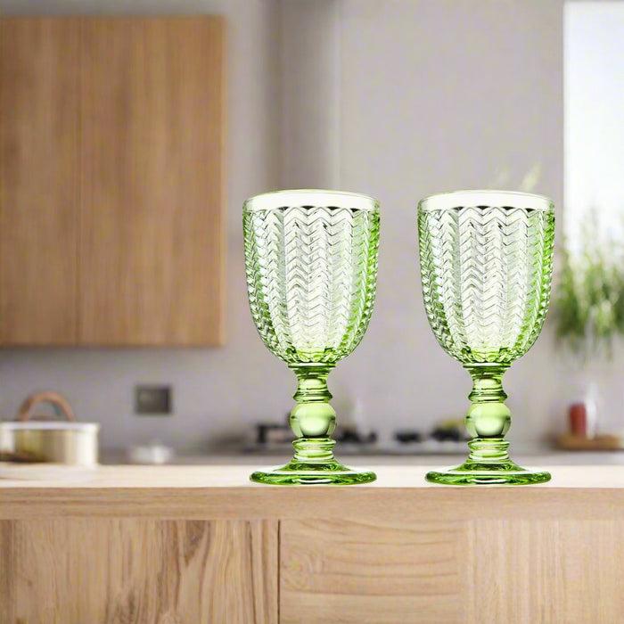 Godinger Twill Green Goblet Set Of 4