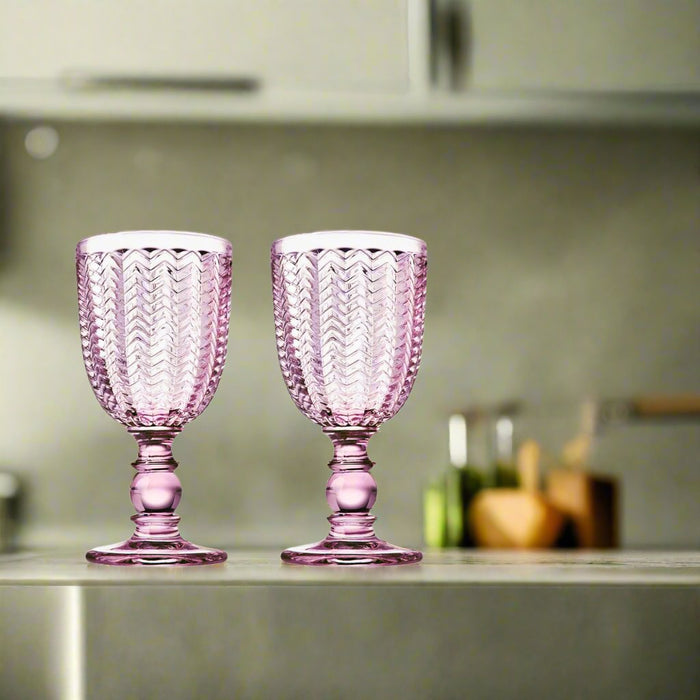 Godinger Twill Pink Goblet Set Of 4