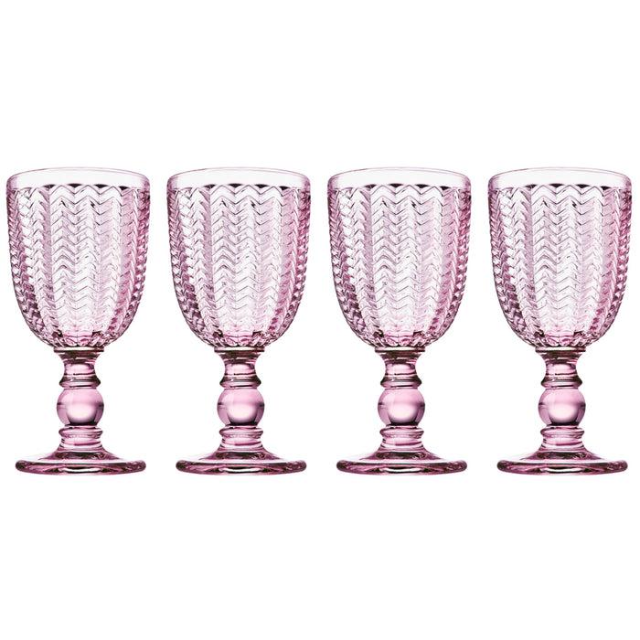 godinger Twill Pink Goblet Set of 4