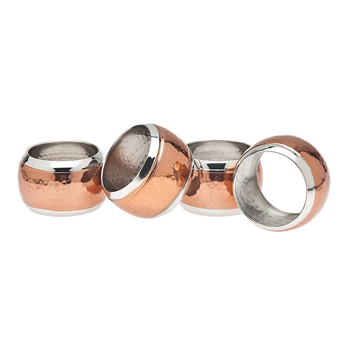 godinger Two Toned Hammered Napkin Ring Set