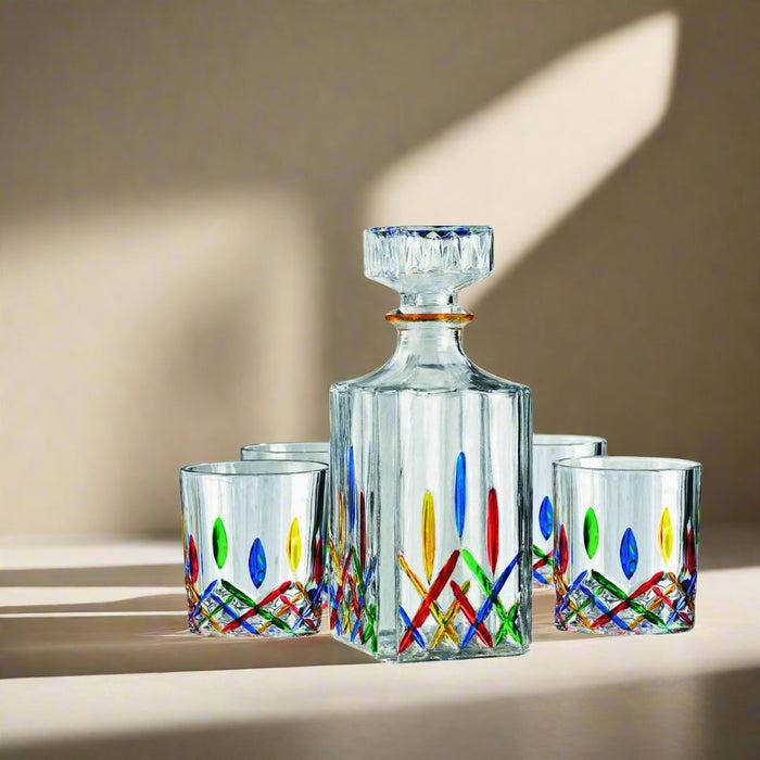 Godinger Venice 5 Piece Whiskey Decanter Set