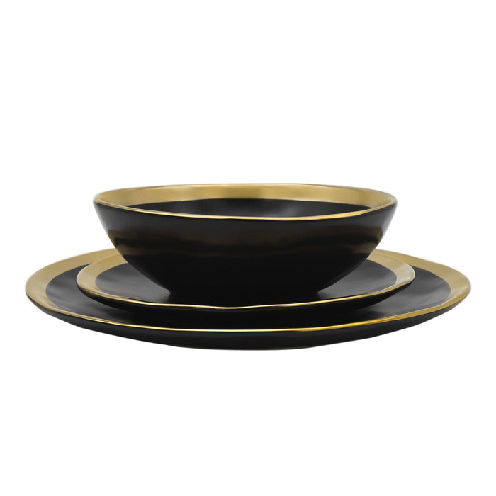 Godinger Golden Onyx 4 Piece Dinner Set Service For 1