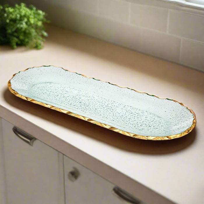 Godinger Harper Gold Edge Long Oval Serving Platter