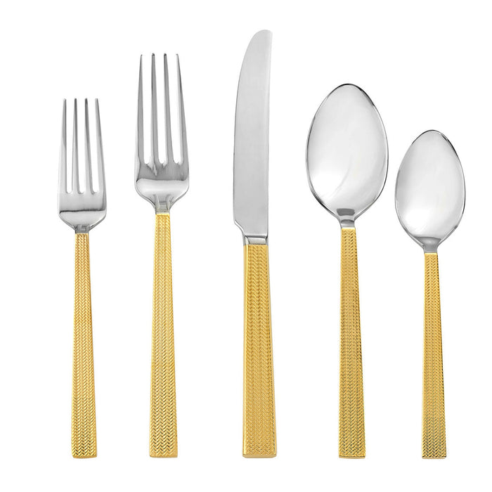 godinger Harrington 18/10 Gold 20 Piece Flatware Set Service For 4