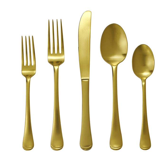 Godinger Infinity Satin Gold 18/0 Stainless Steel 20 Piece Flatware Set Service For 4