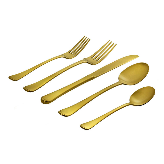 Godinger Infinity Satin Gold 18/0 Stainless Steel 20 Piece Flatware Set Service For 4