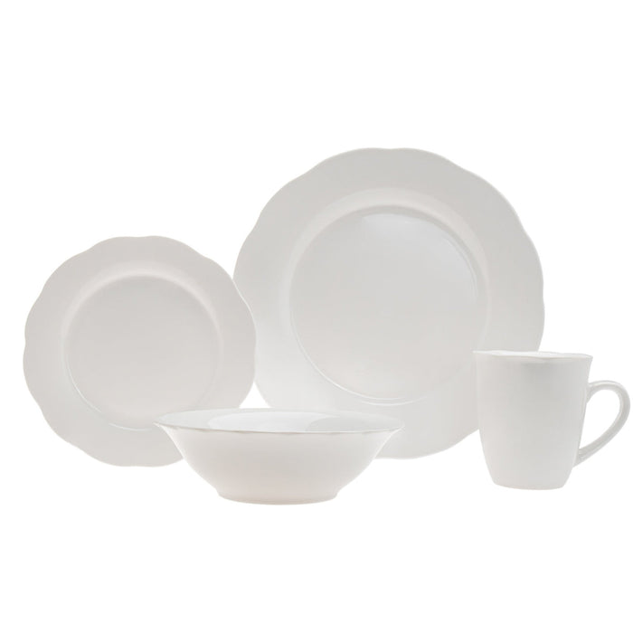 godinger Inglenook Porcelain 16 Piece Dinnerware Set Service for 4