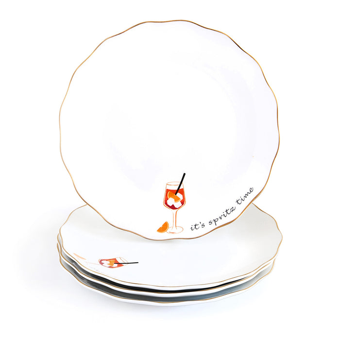 Godinger It's Spritz Time Cocktail Appetizer Plate Set Of 4