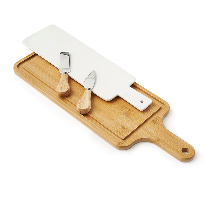 godinger Jumelle Double Cheese Board Set with Cheese Knife