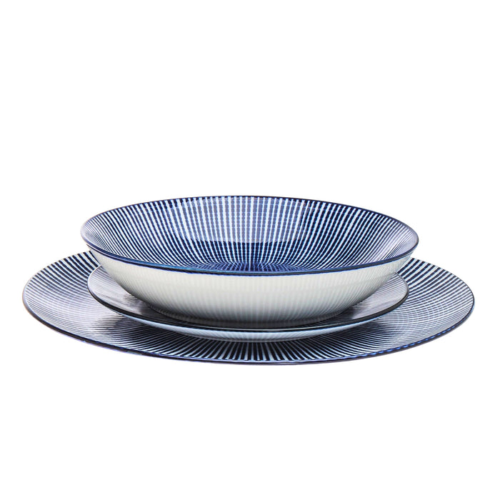 Godinger Laura Blue Porcelain 12 Piece Dinnerware Set Service For 4