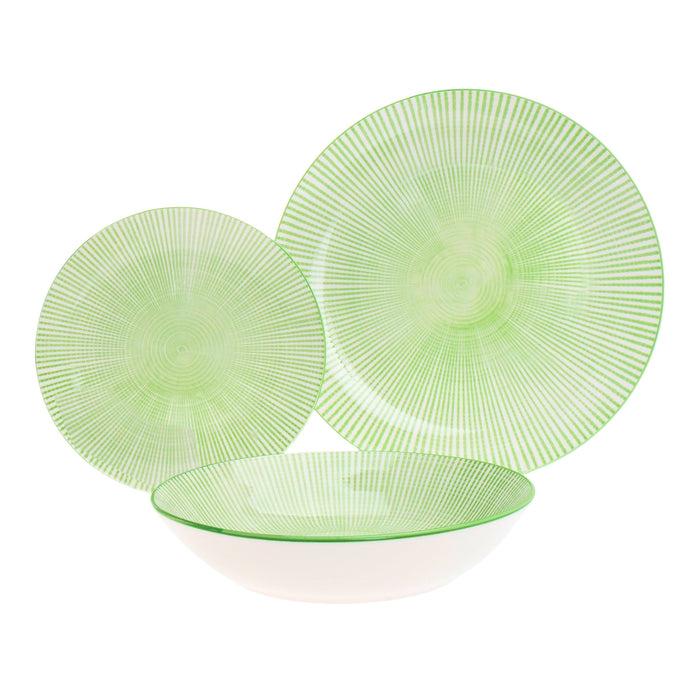 godinger Laura Green Porcelain 12 Piece Dinnerware Set Service For 4