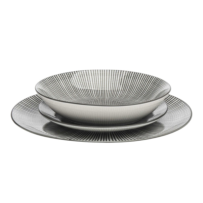 Godinger Laura Grey Porcelain 12 Piece Dinnerware Set Service For 4