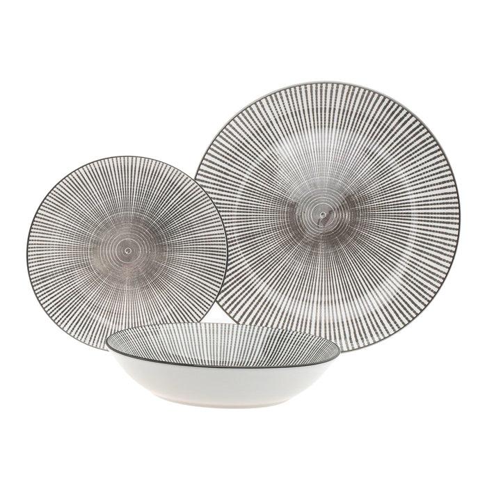 godinger Laura Grey Porcelain 12 Piece Dinnerware Set Service For 4