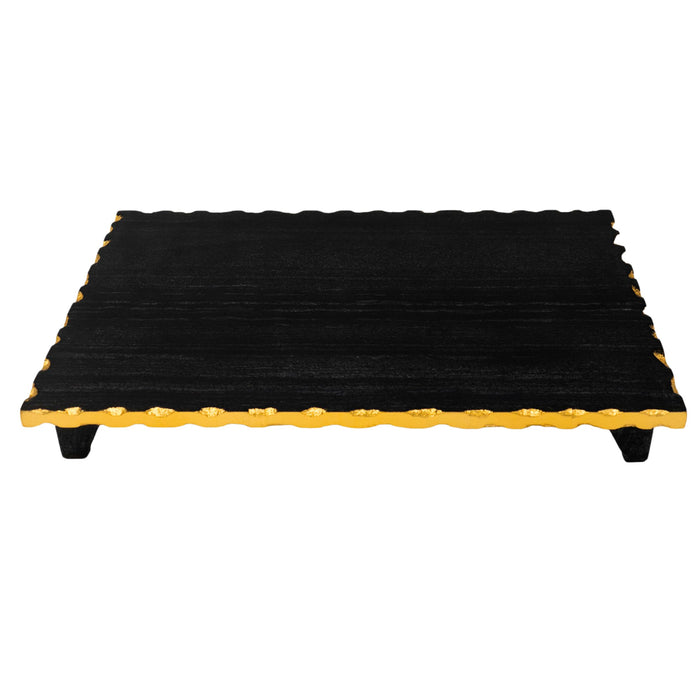 Godinger Lavi Black Marble Gold Organic Edge Raised Challah Board