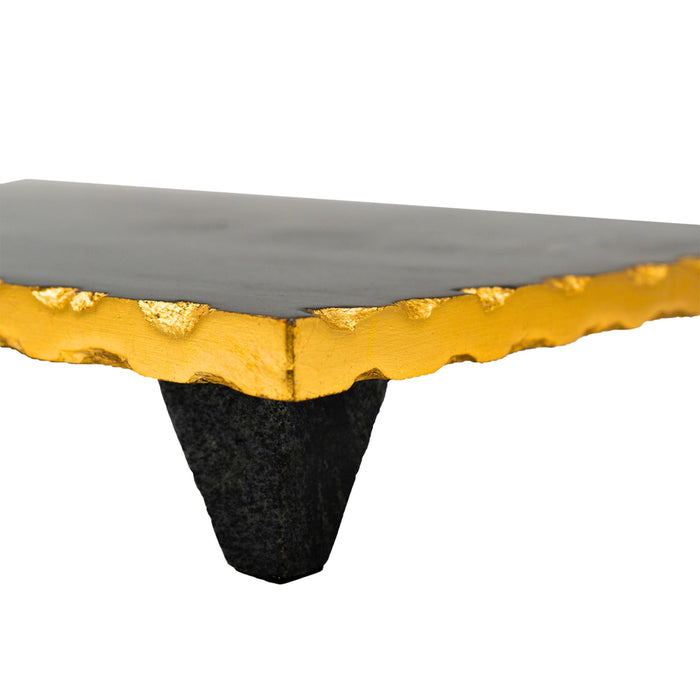 Godinger Lavi Black Marble Gold Organic Edge Raised Challah Board