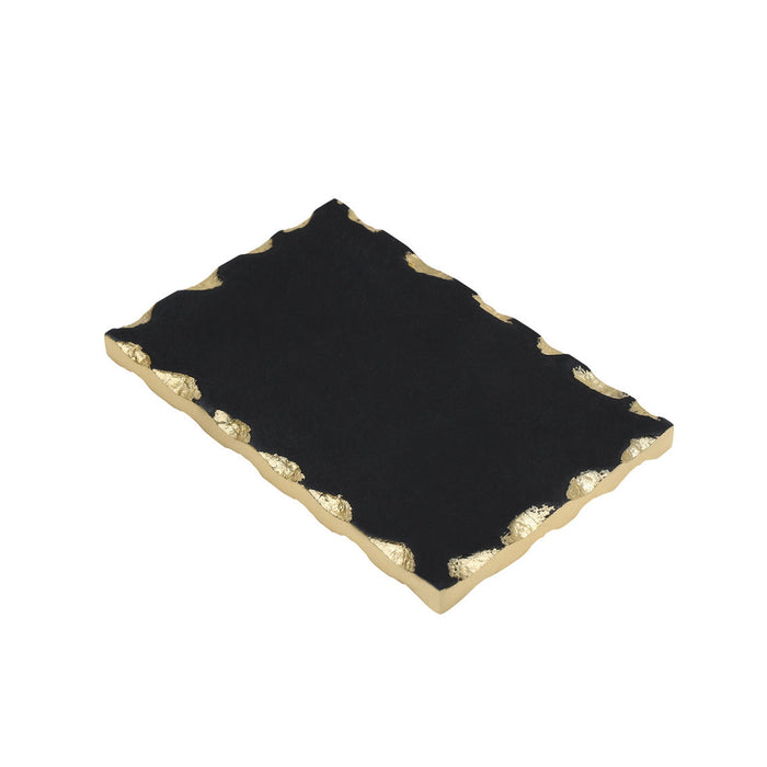 godinger Lavi Black Marble Gold Organic Edge Small Rectangle Board