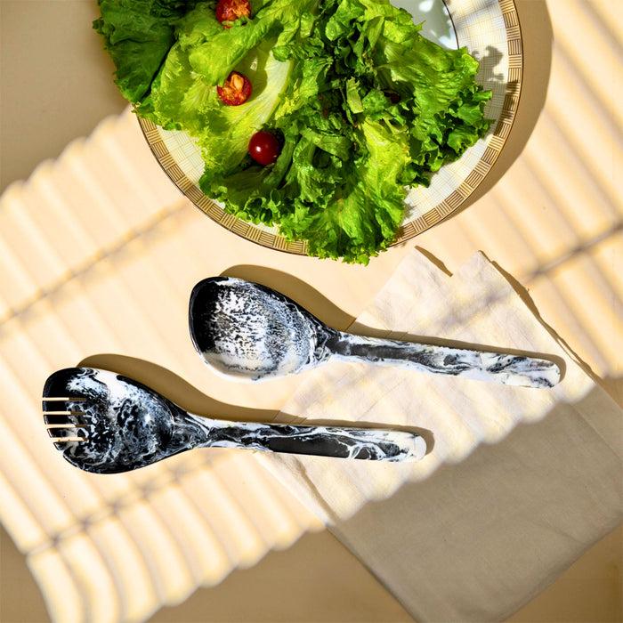 Godinger Lucente Black & White Resin Salad Server Set