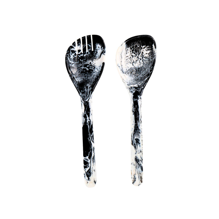 godinger Lucente Black & White Resin Salad Server Set