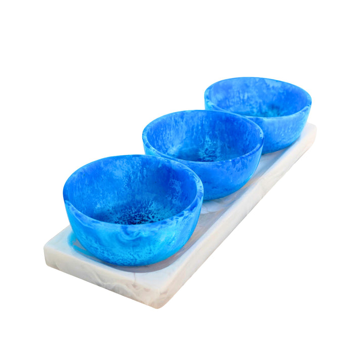 Godinger Lucente Blue Resin Serving Tray & Appetizer Bowls