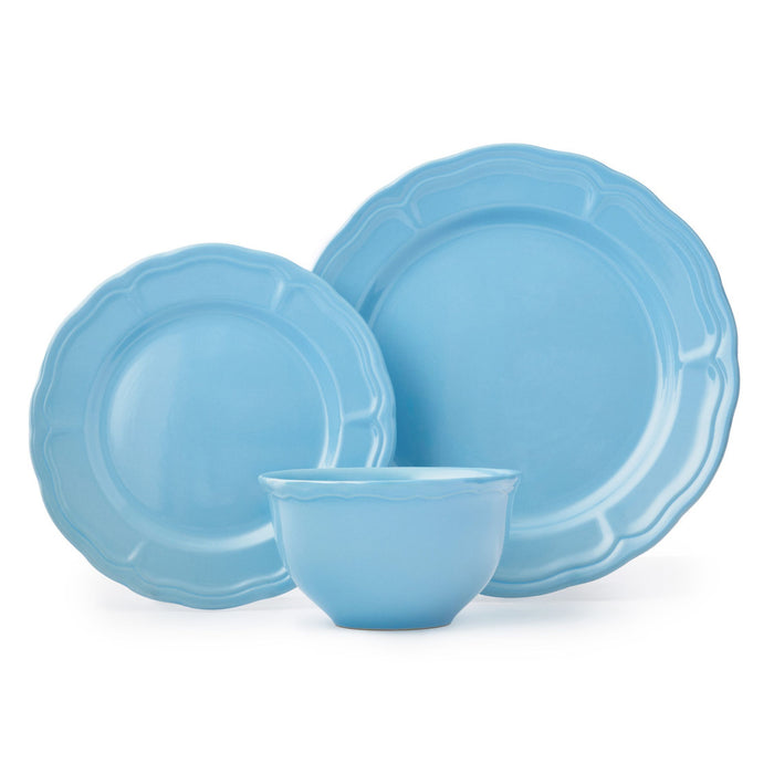 godinger Madison Blue Stoneware 12 Piece Dinnerware Set Service for 4