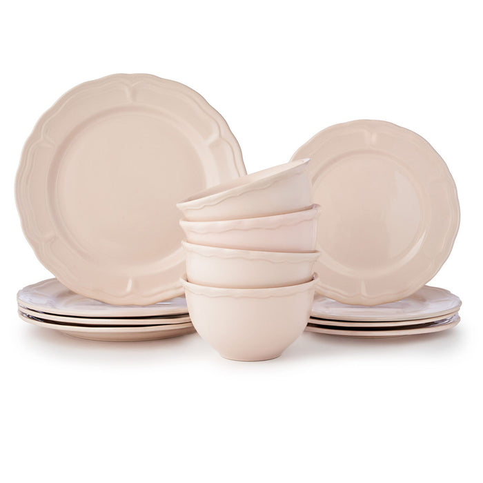 Godinger Madison Blush Stoneware 12 Piece Dinnerware Set Service For 4