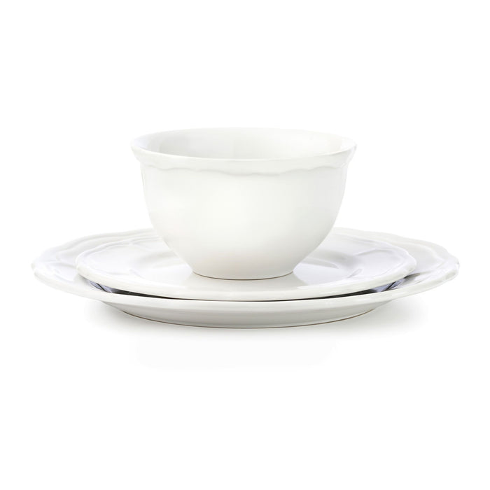 Godinger Madison White Stoneware 12 Piece Dinnerware Set Service For 4