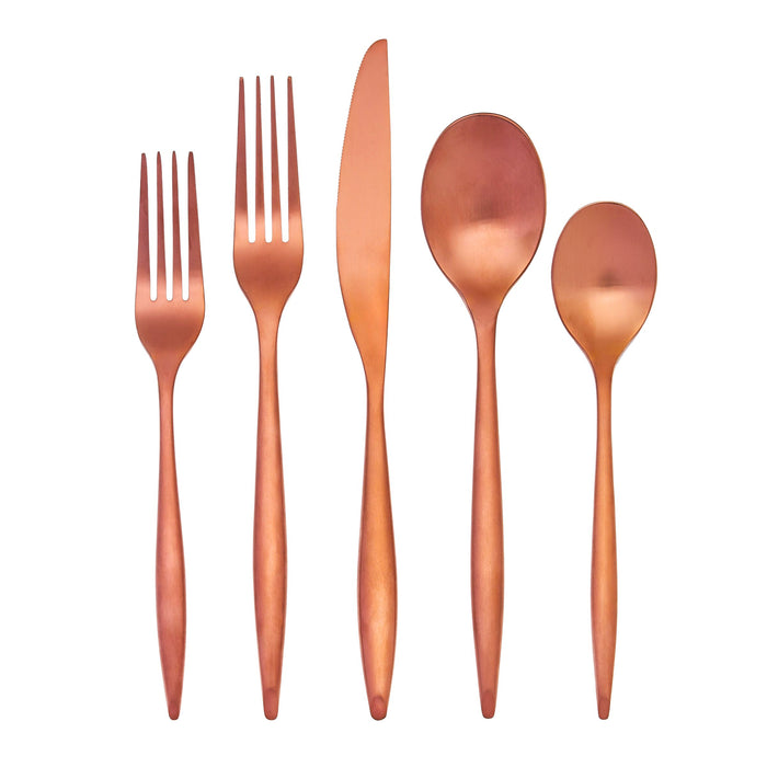 Godinger Milano Matte Copper 18/10 Stainless Steel 20 Piece Flatware Set Service For 4
