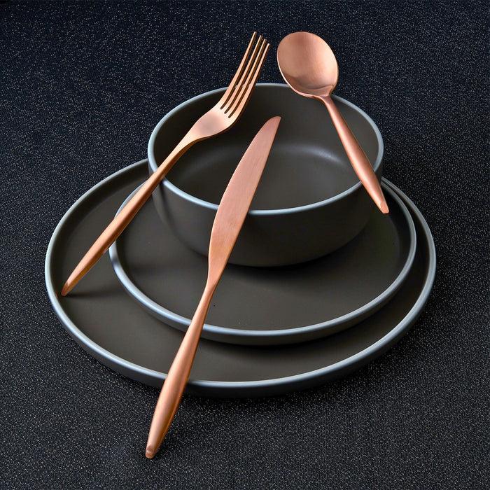Godinger Milano Matte Copper 18/10 Stainless Steel 20 Piece Flatware Set Service For 4