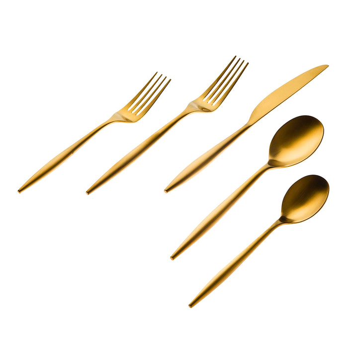 godinger Milano Matte Gold 18/10 Stainless Steel 20 Piece Flatware Set Service For 4