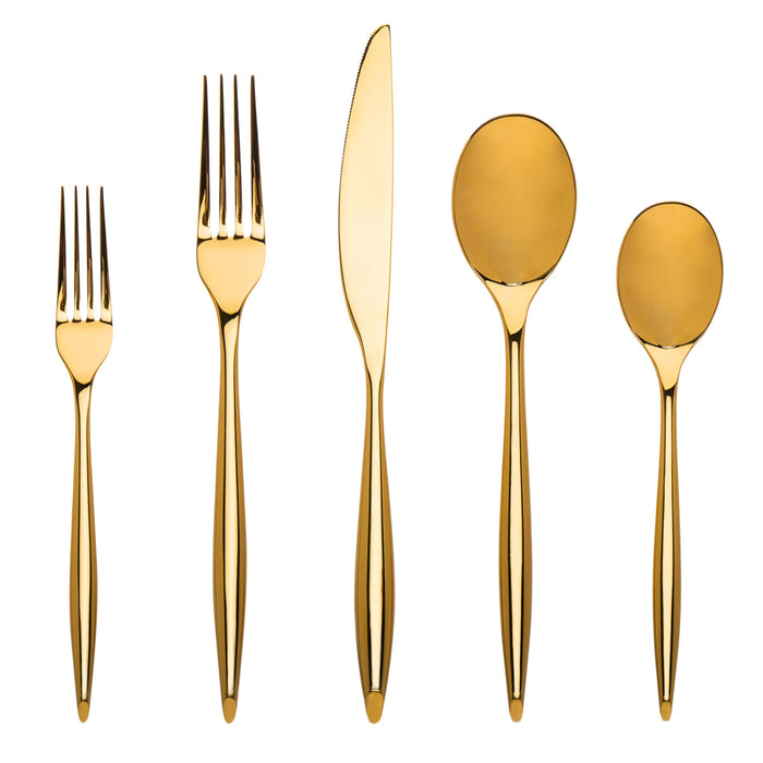Godinger Milano Mirrored Gold 18/10 Stainless Steel 20 Piece Flatware Set Service For 4