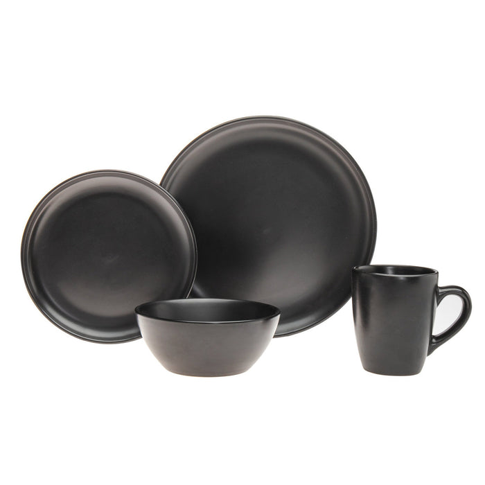 godinger Noire Stoneware 16 Piece Dinnerware Set Service For 4