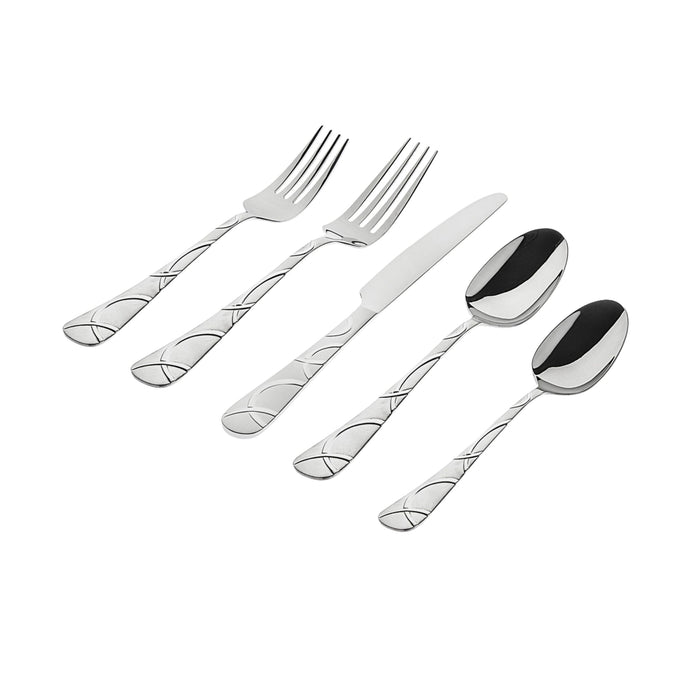 godinger Olympia Sandblasted 18/0 Stainless Steel 20 Piece Flatware Set Service For 4