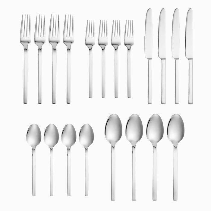 Godinger Opus Mirrored 18/10 Stainless Steel 20 Piece Flatware Set Service For 4
