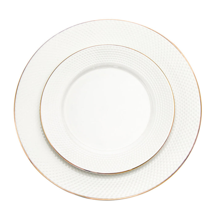 Godinger Pique Gold Rim Porcelain 18 Piece Dinnerware Set Service For 6