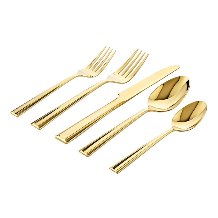 Godinger Plait Mirror Gold 18/0 Stainless Steel 20 Piece Flatware Set Service For 4