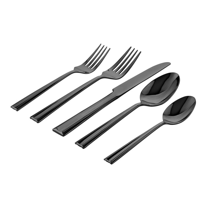 godinger Plait Mirrored Black 18/0 Stainless Steel 20 Piece Flatware Set Service For 4