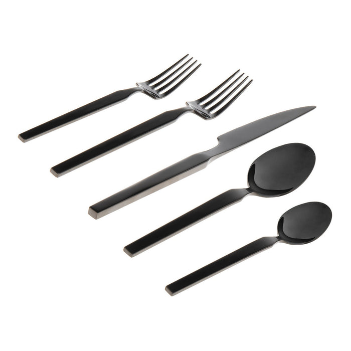 godinger Podium Mirrored Black 18/10 Stainless Steel 20 Piece Flatware Set Service For 4