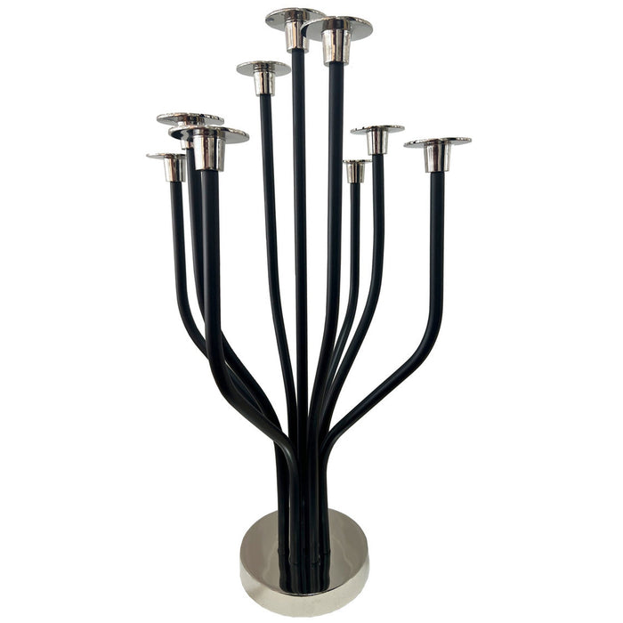 godinger Radiant Tree 9 Light Black & Silver Candelabra