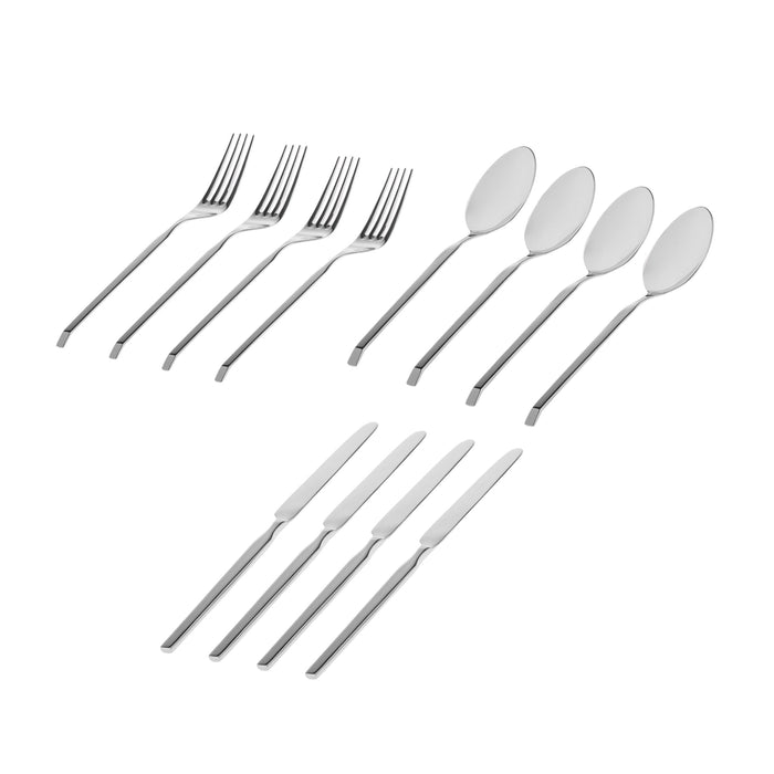 Godinger Ramp Mirrored 18/0 Stainless Steel 12 Piece Flatware Set Service For 4