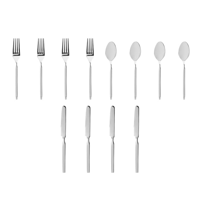 Godinger Ramp Mirrored 18/0 Stainless Steel 12 Piece Flatware Set Service For 4
