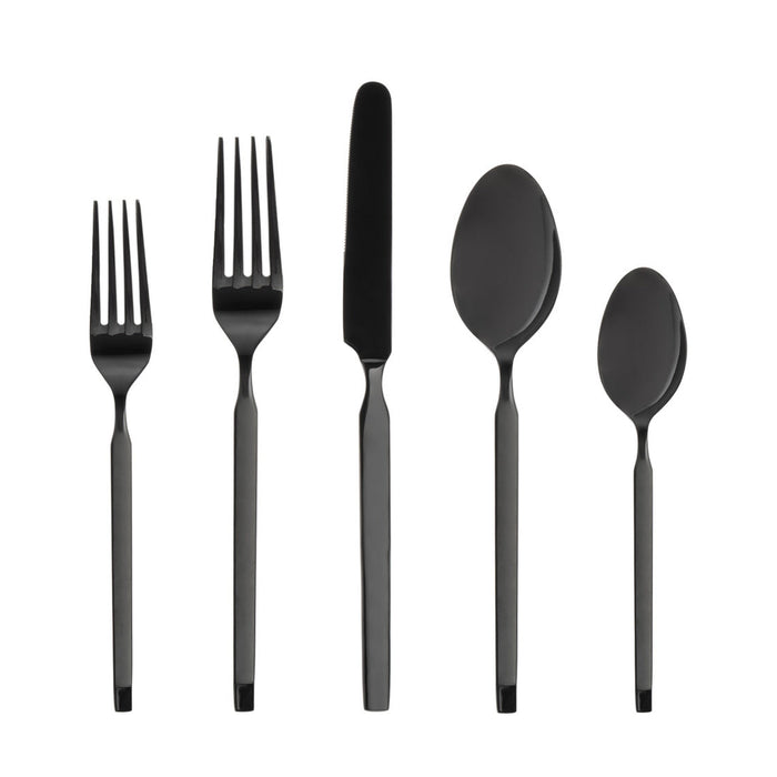 Godinger Ramp Mirrored Black 18/0 Stainless Steel 20 Piece Flatware Set Service For 4
