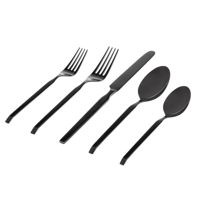 Godinger Ramp Mirrored Black 18/0 Stainless Steel 20 Piece Flatware Set Service For 4