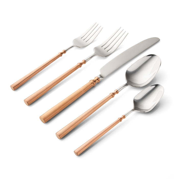 Godinger Regal Copper Handle 18/10 Stainless Steel 20 Piece Flatware Set Service For 4