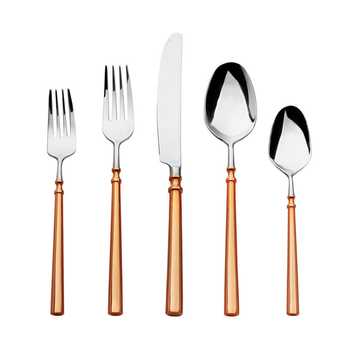 godinger Regal Copper Handle 18/10 Stainless Steel 20 Piece Flatware Set Service For 4