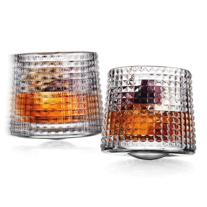 Godinger Revolve Spinning Double Old Fashion Glass Set Of 2