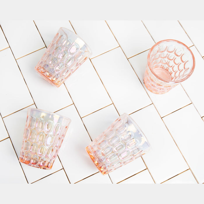 Godinger Rex Pink Iridescent Double Old Fashion Set Of 8