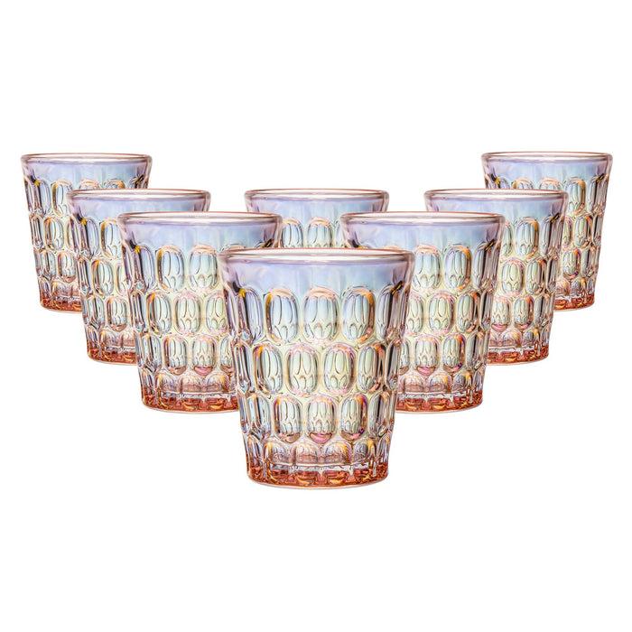 godinger Rex Pink Iridescent Double Old Fashion Set of 8